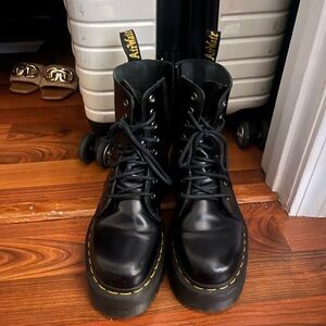 Dr. Martens Black Boots with Yellow Stitching